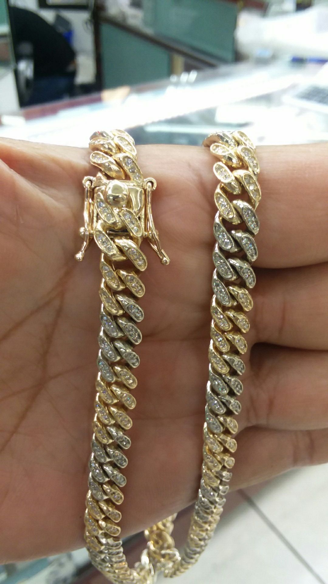 14k Gold cuban link chain hand made tone 24 inch long