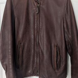 Schott 654VN Brown Vintage Cowhide Cafe Racer Leather Jacket
