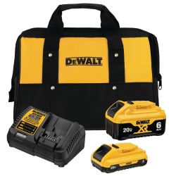 NEW Starter Kit DeWalt DCB246CK 20V MAX Lithium Ion Charger, 6 and 4 amp batteries, bag