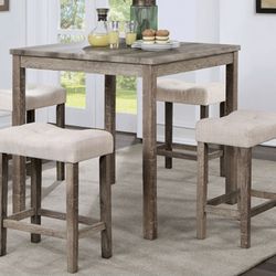 Brand New Grey & Beige 5pc Counter Height Dining Table Set