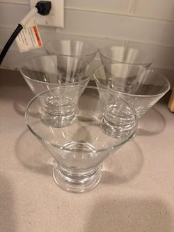 Clear Stemless Martini Glasses Set of 5