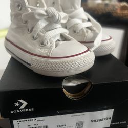 Size 4 Infant White Converse 