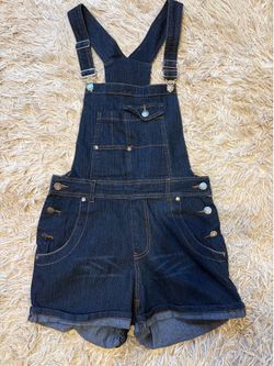 Dark denim overalls