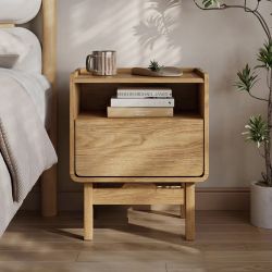 Eric oak finish nightstand with drawer, 22.64"h ,IF2248