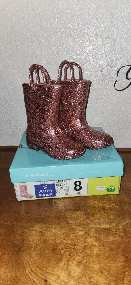 Western Chief Glitter Toddler Girls' Waterproof Rain Boots Size 8