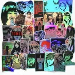 50Pcs Junji Ito Holographic Manga PCV Stickers Tomie, Uzumaki, Gyo Waterproof
