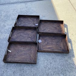 Tava Handwoven Rattan Square Serving Tray