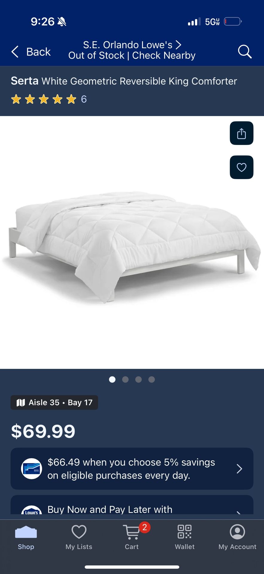 Serta White Geometric Reversible King Comforter