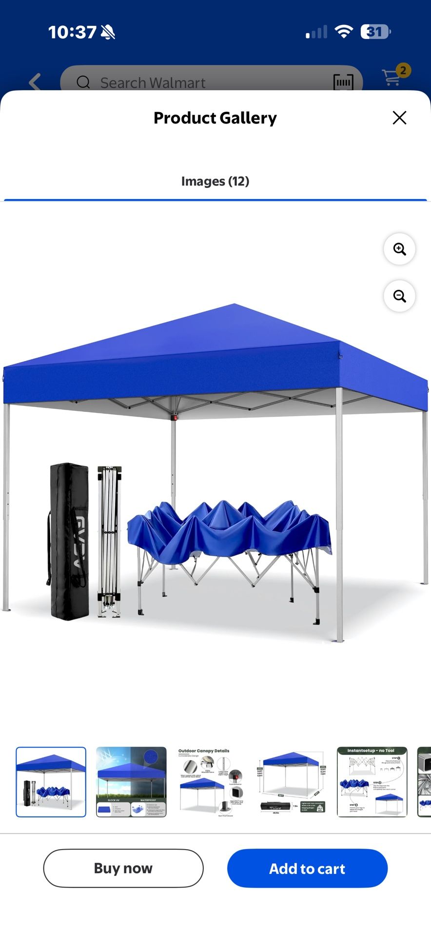 Canopy Tent, 10x10 ft Easy Pop up Outdoor Canopy Tent, Portable Straight Leg Gazebo Instant Canopy, Blue