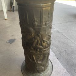VINTAGE COLLECTIBLE LOMBAR EMBOSSED BRASS UMBRELLA  STAND