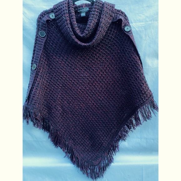 INC Chunky Knit Turtle Neck Poncho
