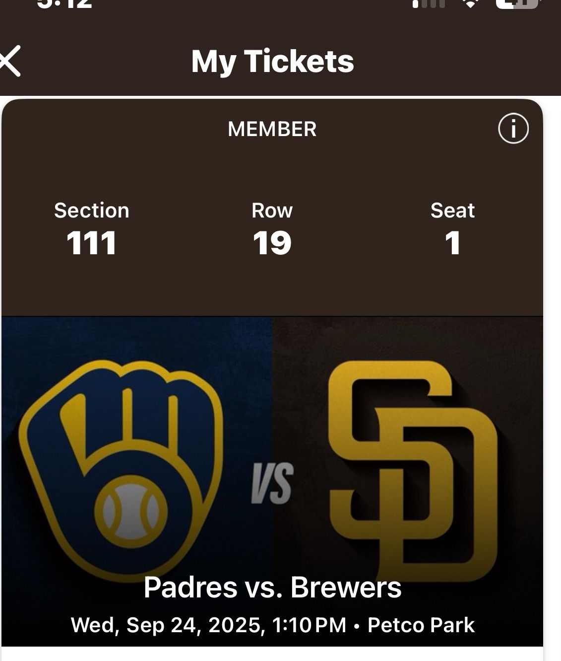 $50ea TODAY Sep 24th - 2 AISLE SEATS Infield Field Level
