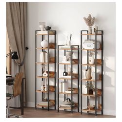 Bookshelf, 6-Tier Bookcase, Standing Book Shelf for Small Space, Storage Shelf Organizer, for Living Room, Bedroom, Study, Balcony, Rustic Brown