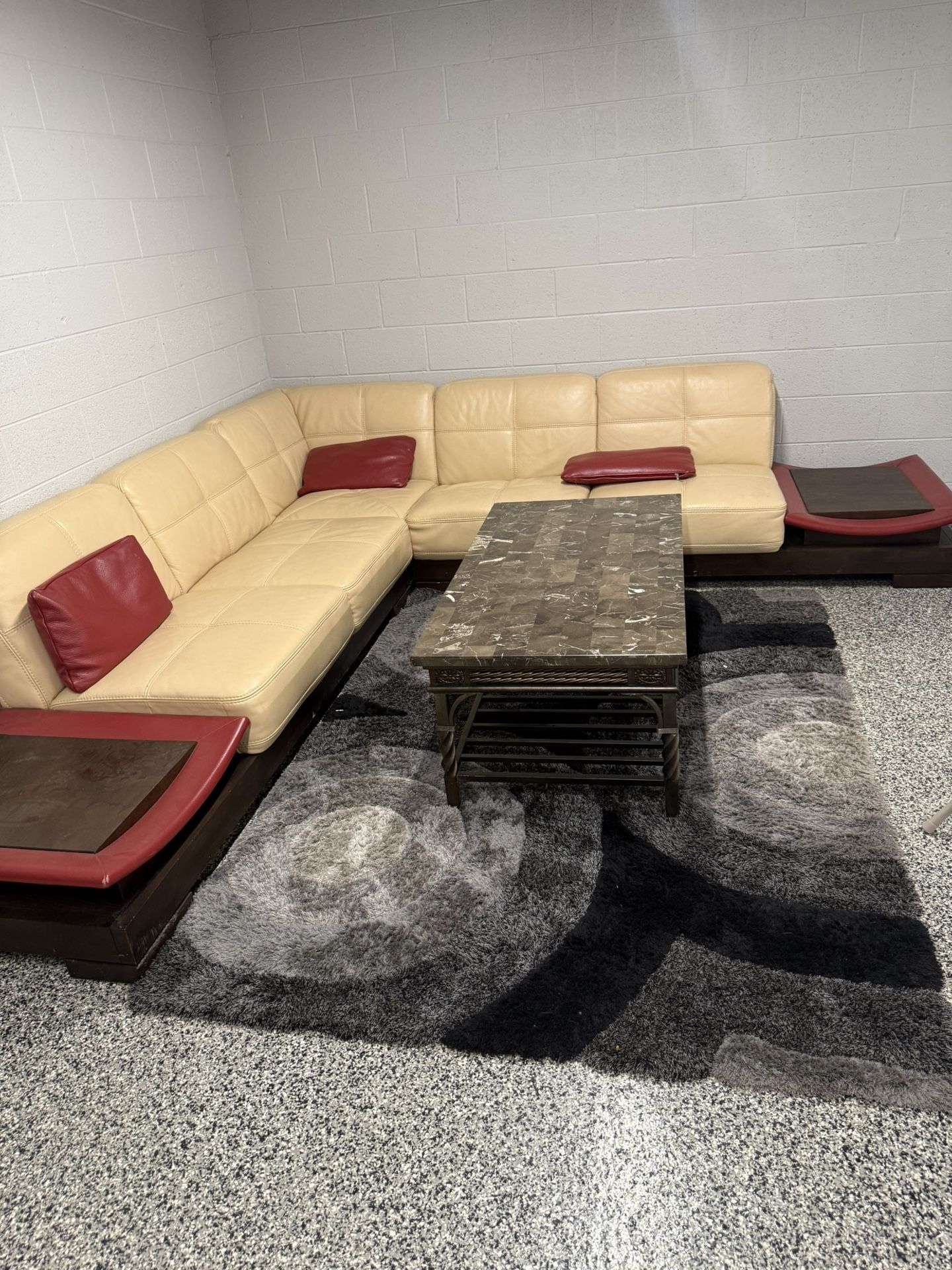 Genuine Leather Couch With Rug, And Coffee Table!!!