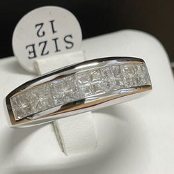 Men’s Wedding Ring .925 Sterling Silver With CZ Stone Size 8