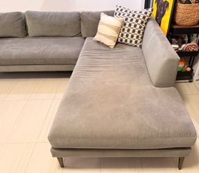 Gray Fabric L-Shaped Sectional Sofa