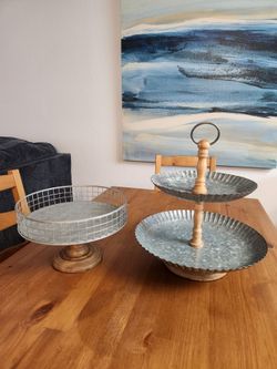 LIKE NEW Williams Sonoma Rustic Sheet Metal/Wood Trays $25 Total or $15 Each (SE San Diego)
