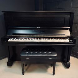 Steinway Model K 52" Upright Piano | Ebony Satin, Excellent Condition