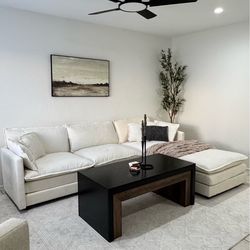 Modern White Couch + 2 Matching Ottomans