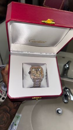 Iced-Out Cartier Santos Skeleton Watch