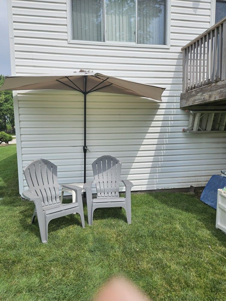 Patio Chairs & Umbrella 
