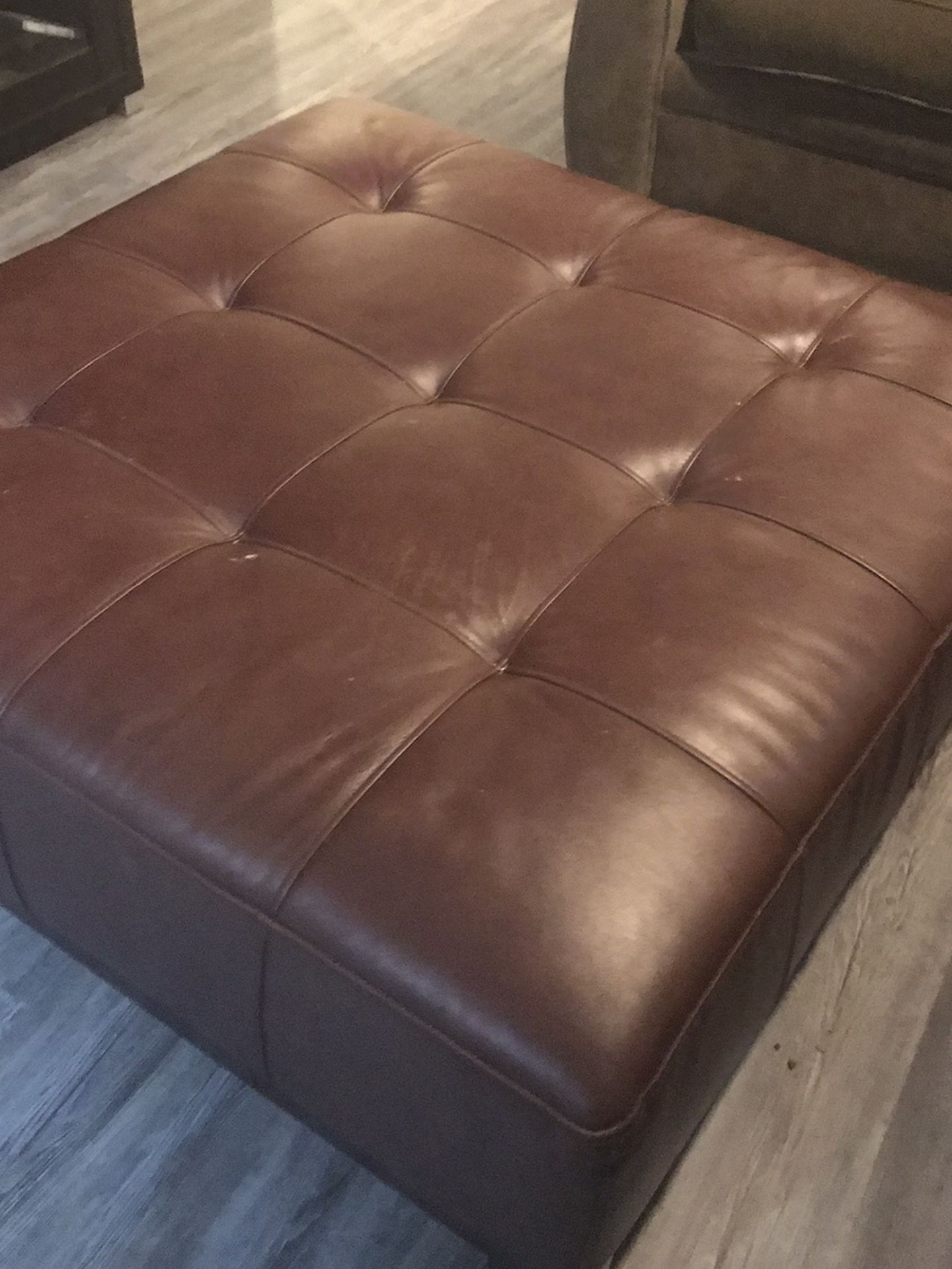 Large Brown Pleather Ottoman