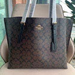 Coach Signature Tote Bag Brown Black