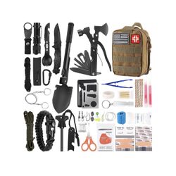 Survival Kit and First Aid Kit, 142Pcs Professional Survival Gear and Equipment with Molle Pouch, for Men Dad Husband Who Likes Camping Outdoor Advent
