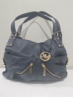 Michael Kors Portland Leather Shoulder Tote Purse Gold Trim