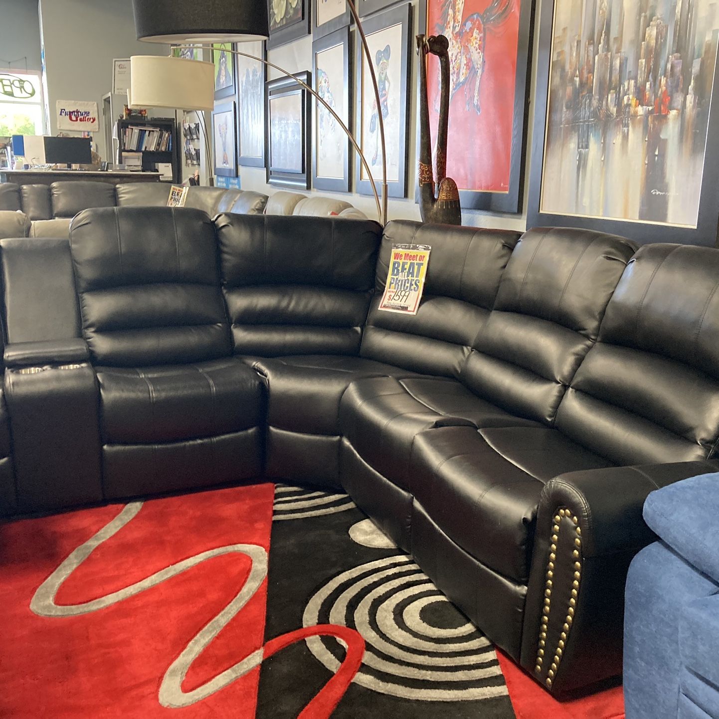 Leather Reclining Sectional 🔥🖤 $1,499