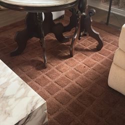 Two Tables Cherry Wood Bottoms Marble Tops