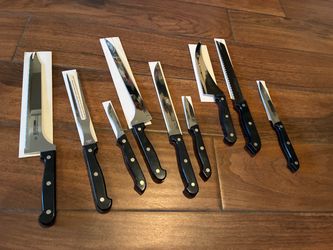 Showtime Six Star 9-Piece Stainless Steel Knife Set w/ Carving Fork