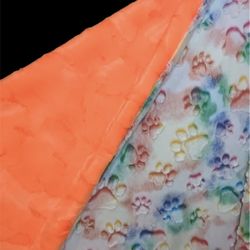 Vibrant Paws on Orange Hide Minky Blanket  