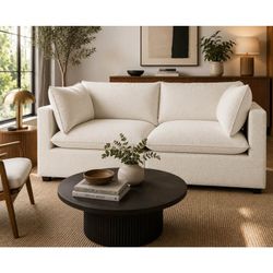 Albany Park Kova Pillow Cushion Sofa | Sand Performance Basketweave | 86” - Delivery Available