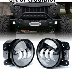 Pair Of 4” Inch Led Fog Lights Black 6000k 