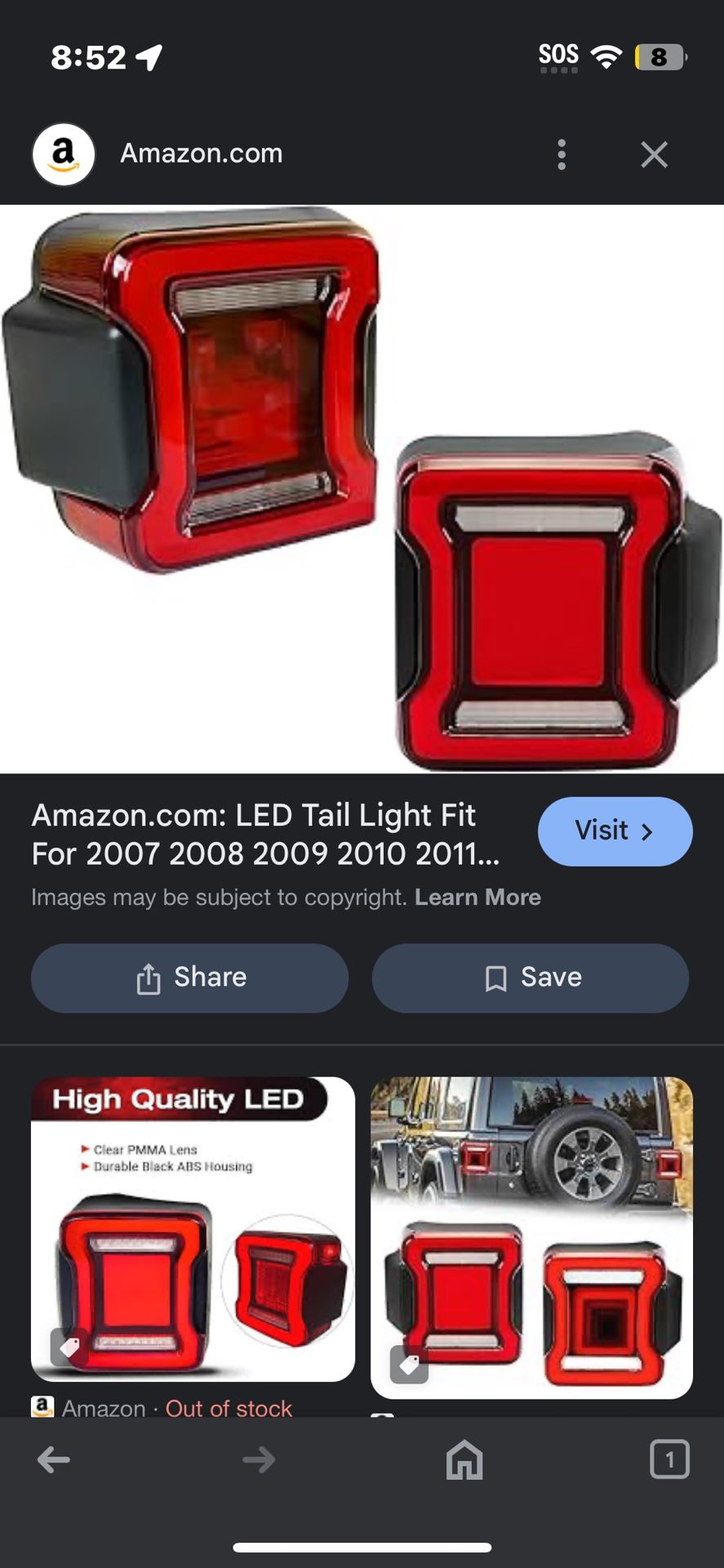 Jeep Taillights 2008 -current year