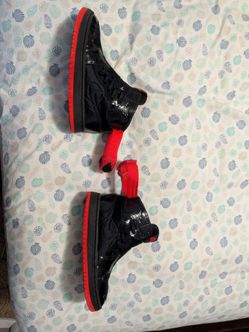 Black Patent Leather High-Top Sneakers Red Sole