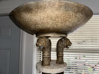 Vintage Relco Milano Italian Torchiere Floor Lamp w/ Lion Heads, Marble Base, 71” Tall, Dimmable