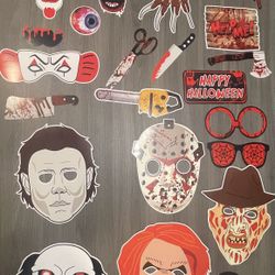 26pcs Horror Halloween Photo Booth Props for Horror Party Decorations Scary Party