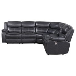 New Sectional Sofa With Three Power Recliners In Dark grey leatherette