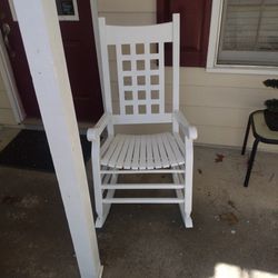 2 White Wooden Rocking Chairs