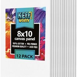 Canvases for Painting - 8x10 12 Pack Art Paint Canvas Panels Set Boards