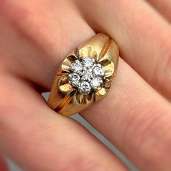 This gorgeous ring is made of solid 10k rose gold with natural oval  Morganite stone, brown & white diamonds around. Total weight of diamonds is 0.55 