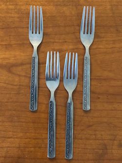 Set of 4 Mid Century Modern Stainless Steel Salad/ Dessert  Forks