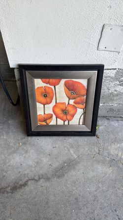 Framed Orange Poppy Floral Wall Art