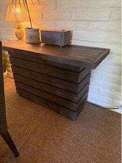 Gray wood console table