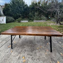 Modern SOLID Wood Top Live Edge Coffee Table with Metal Base