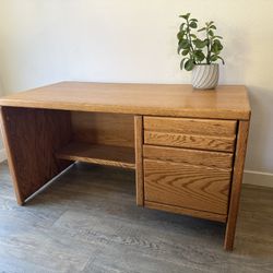 PRACTICAL desk - two drawers - ample working space - oak - delivery available 