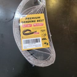 premium sanding belts.
Brand: Tmax
Dimensions: 3 inches by 21 inches
Pack Size: 12 pack mix (grits: 80, 120, 150)
Applications: Suitable for wood, alu