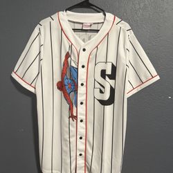 New With Tag White Marvel Spidermen Basball Jerseys Size Large